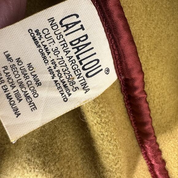 Cat Ballou Mustard Wool Fringe Jacket M Boho Leaf Trim Fall Statement Coat - Picture 12 of 15